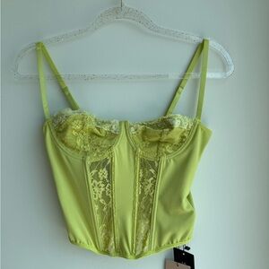 Lace-Trim Bustier Camisole in Lime - Women Intimates
